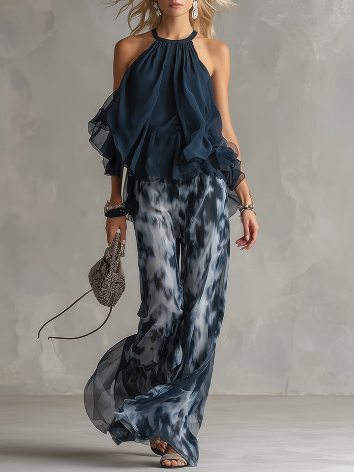 Seraphina | Set aus Chiffon-Haltertop und Hose