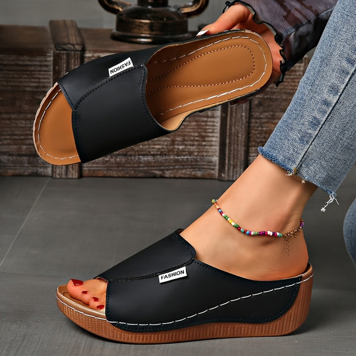 Ella | Bequeme Sandalen mit Keilabsatz und offener Zehenpartie