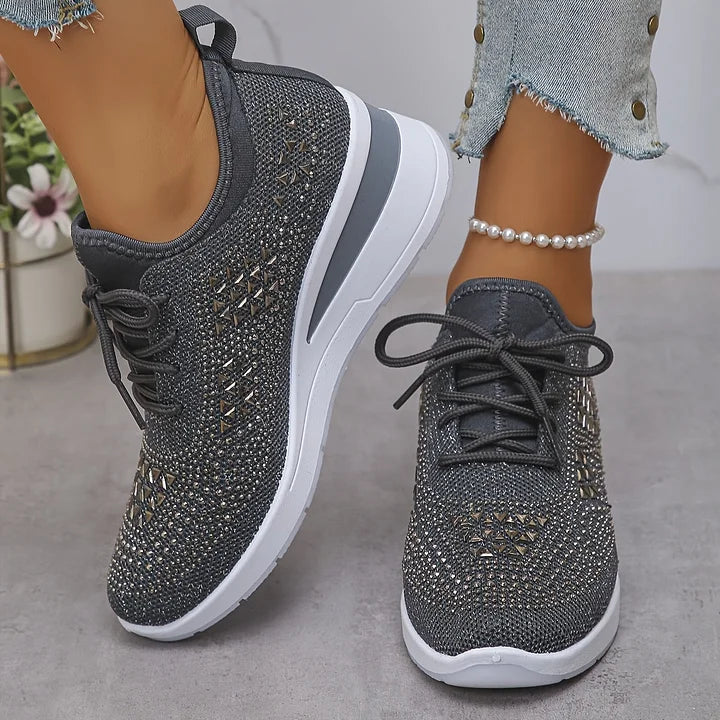Ingrid | Plateau-Sneaker aus Strick mit Strasssteinen