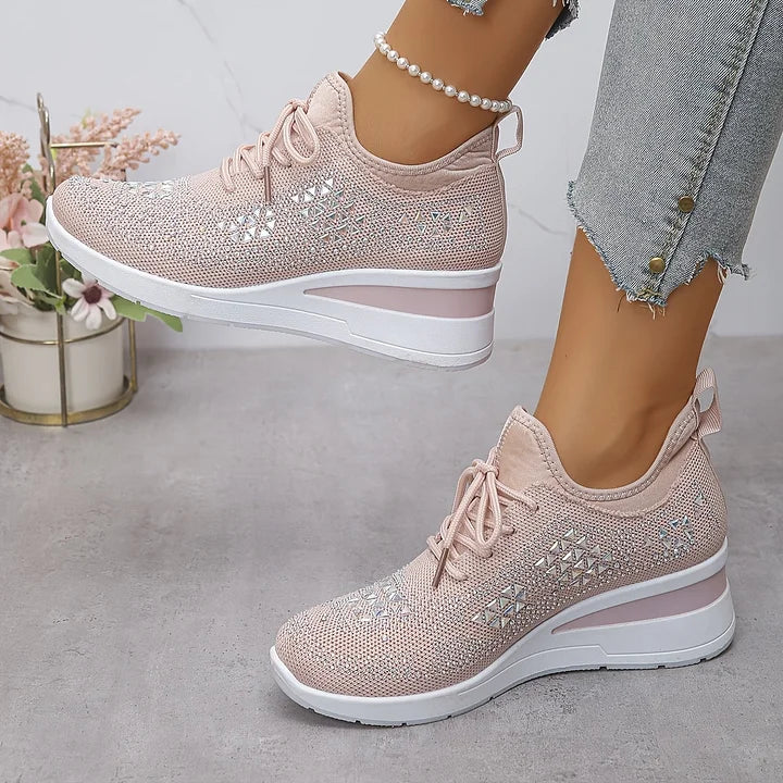Ingrid | Plateau-Sneaker aus Strick mit Strasssteinen