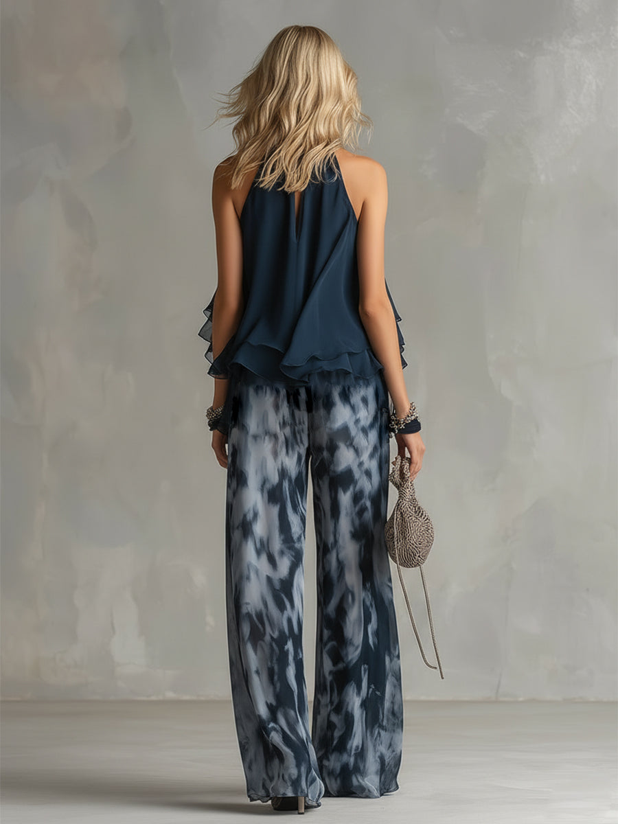 Seraphina | Set aus Chiffon-Haltertop und Hose