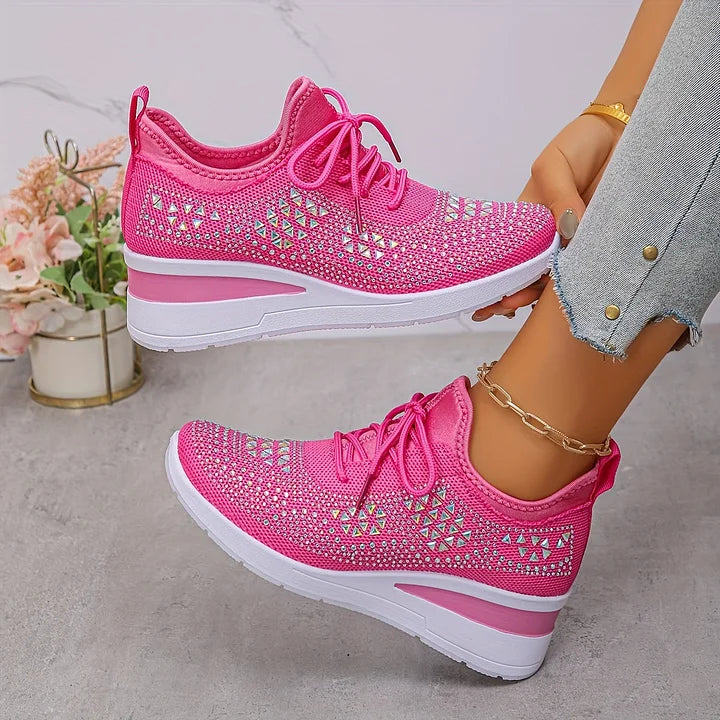 Ingrid | Plateau-Sneaker aus Strick mit Strasssteinen