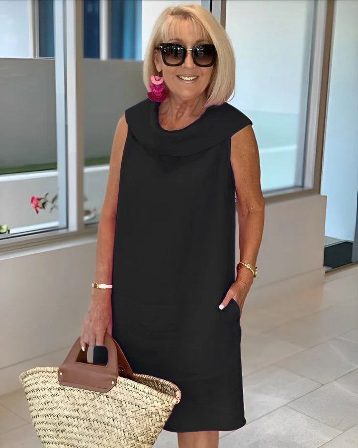 Brigitte | Schlichtes, ärmelloses Leinenkleid