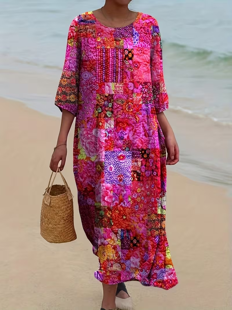 Aurora | Maxikleid im Bohemian-Patchwork-Stil