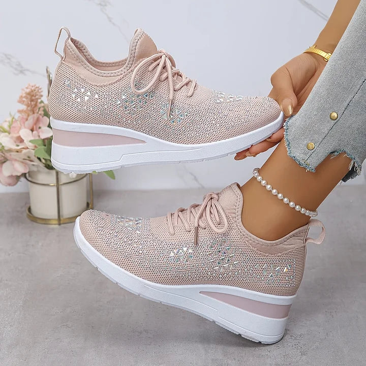 Ingrid | Plateau-Sneaker aus Strick mit Strasssteinen
