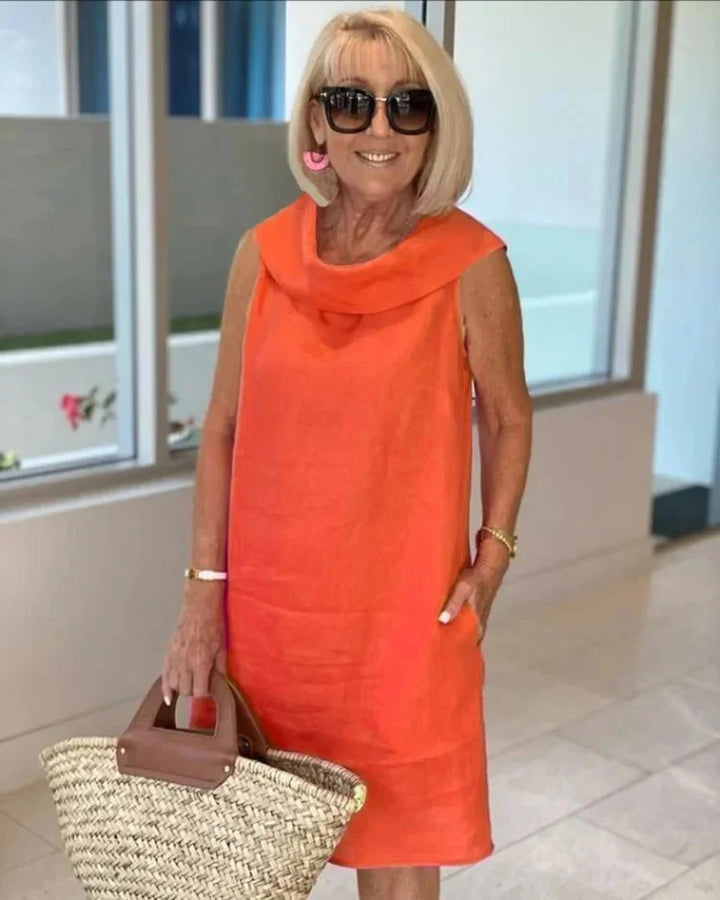 Brigitte | Schlichtes, ärmelloses Leinenkleid