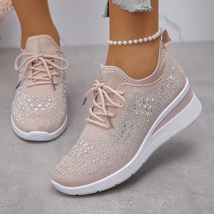 Ingrid | Plateau-Sneaker aus Strick mit Strasssteinen