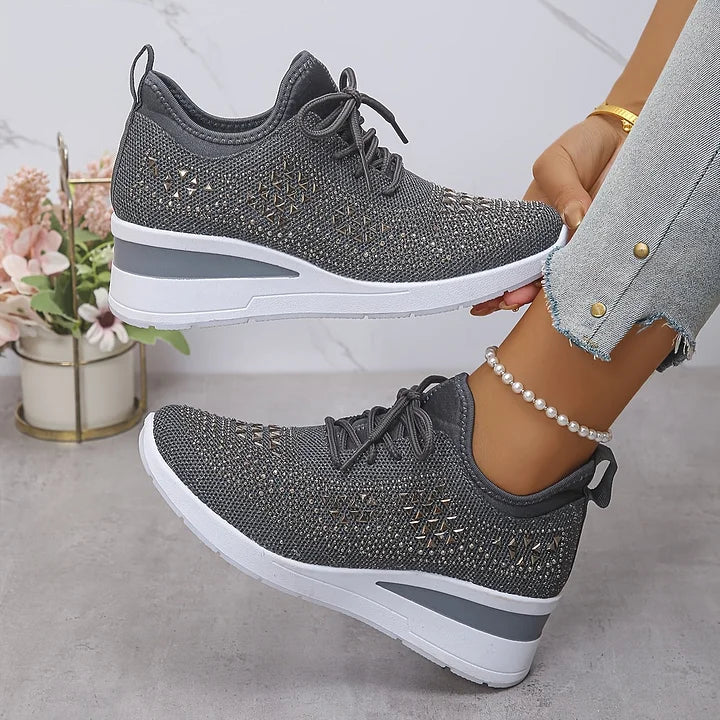 Ingrid | Plateau-Sneaker aus Strick mit Strasssteinen