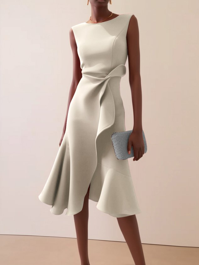 Isolde | Asymmetrisches Midikleid für Damen mit Drapierung