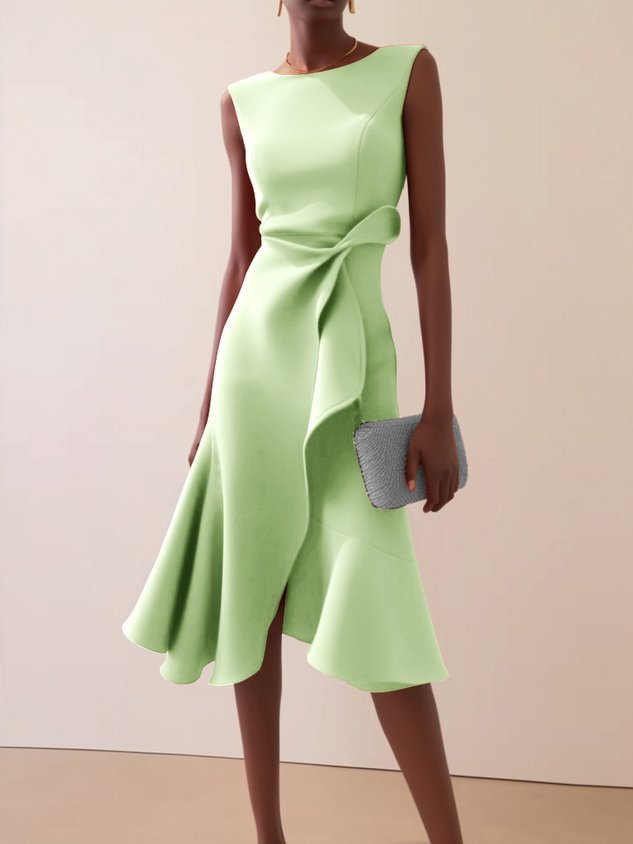 Isolde | Asymmetrisches Midikleid für Damen mit Drapierung