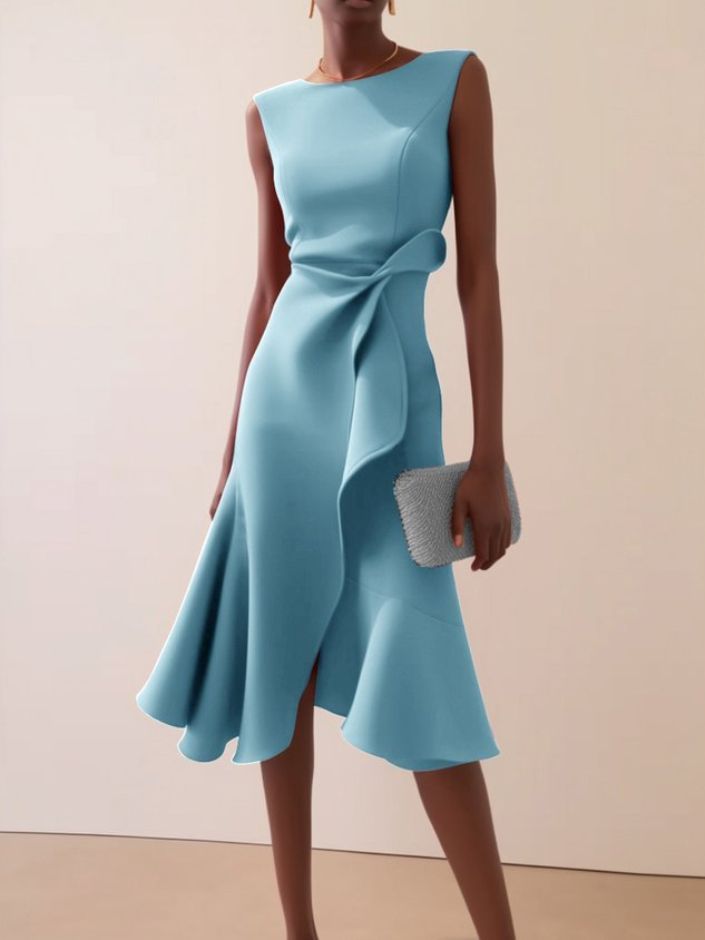 Isolde | Asymmetrisches Midikleid für Damen mit Drapierung