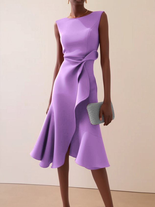 Isolde | Asymmetrisches Midikleid für Damen mit Drapierung