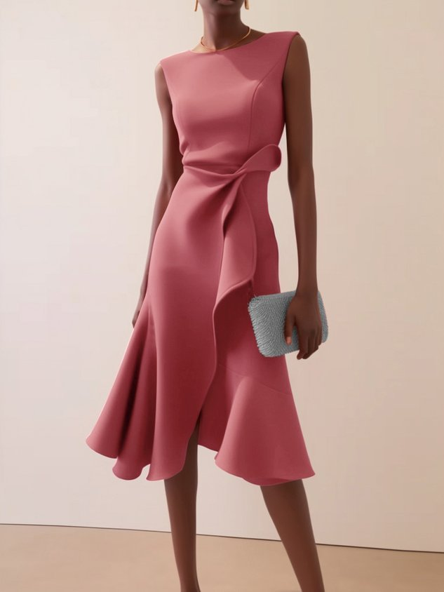 Isolde | Asymmetrisches Midikleid für Damen mit Drapierung