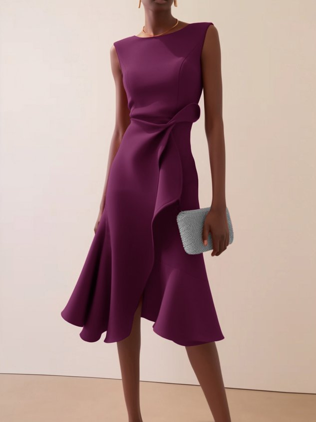 Isolde | Asymmetrisches Midikleid für Damen mit Drapierung
