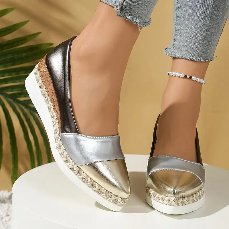 Clara | Bequeme Espadrilles mit Metallic-Akzenten