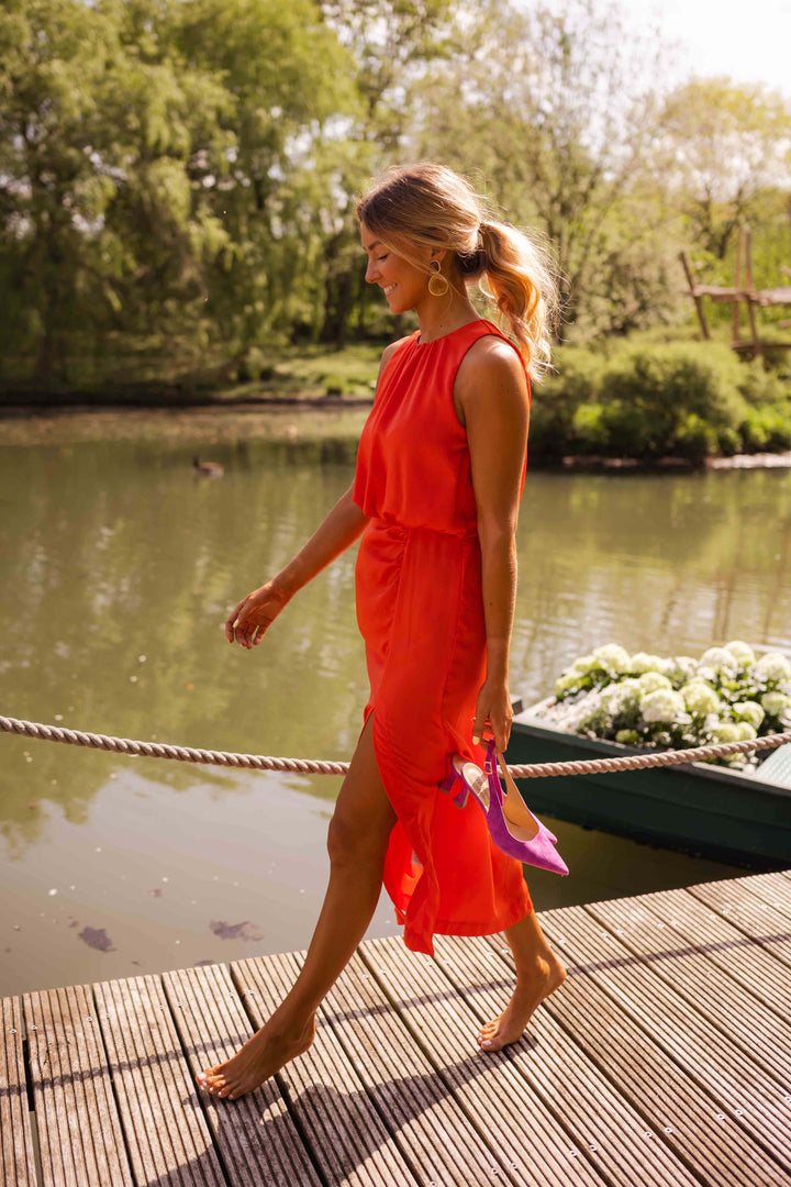 Valentina | Elegantes Neckholder Midi Kleid