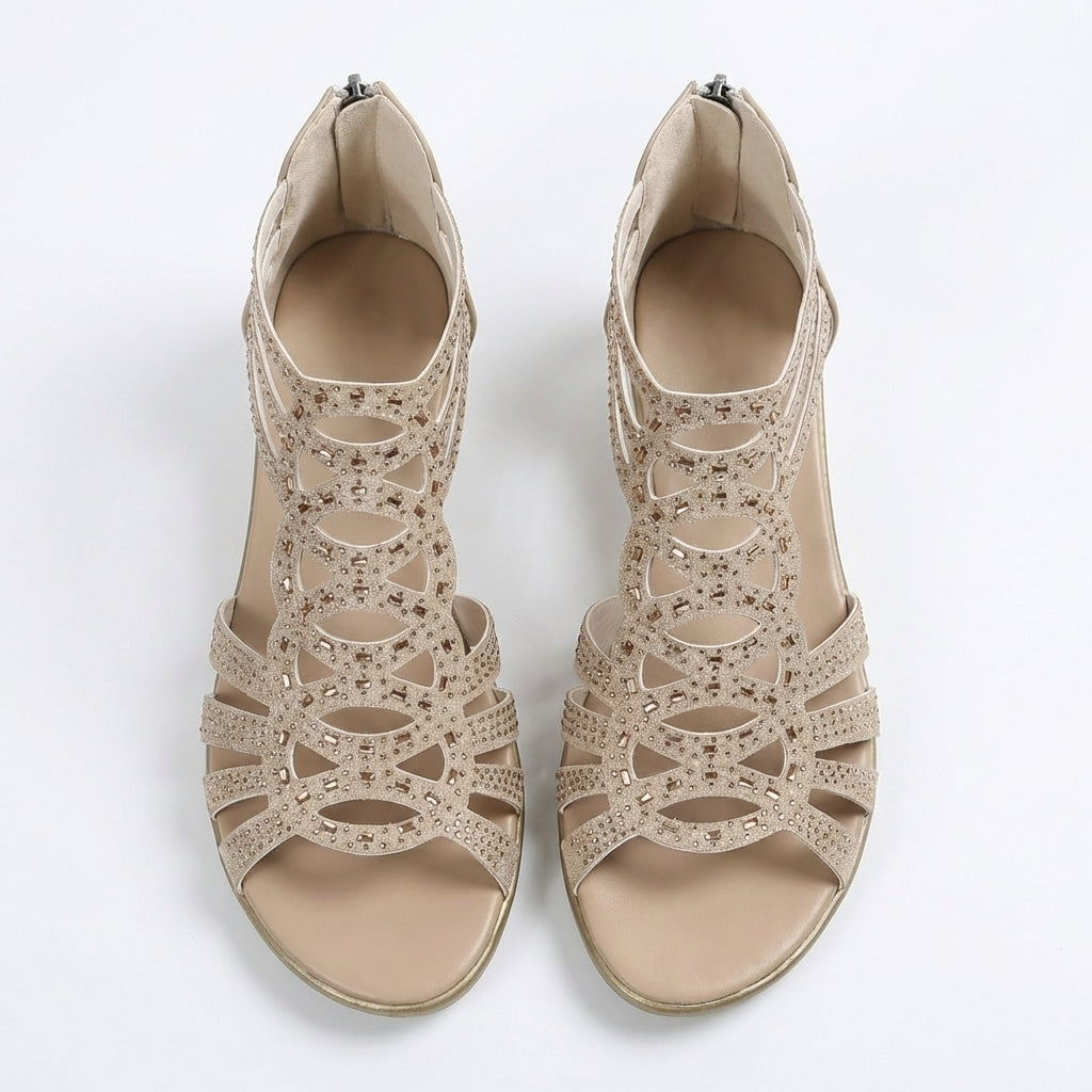 Helene | Keilabsatzsandalen mit Kristallausschnitt