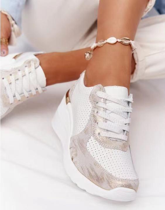 Frieda | Damen Plateau Sneaker mit Keilabsatz und Schnürung