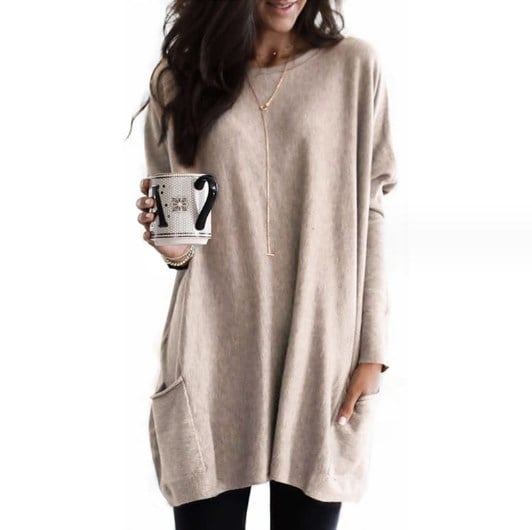 Sarah | Damen Oversize Strickkleid mit Taschen