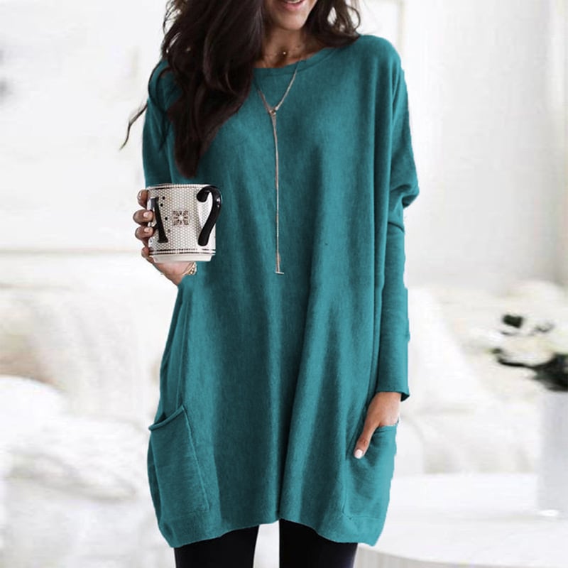 Sarah | Damen Oversize Strickkleid mit Taschen