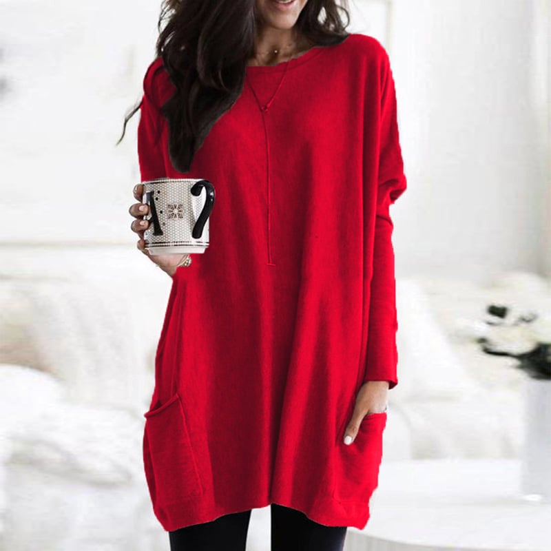 Sarah | Damen Oversize Strickkleid mit Taschen