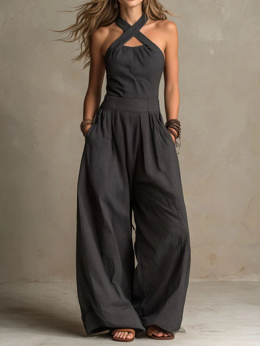 Serafina | Jumpsuit mit gekreuztem Neckholder und weitem Bein