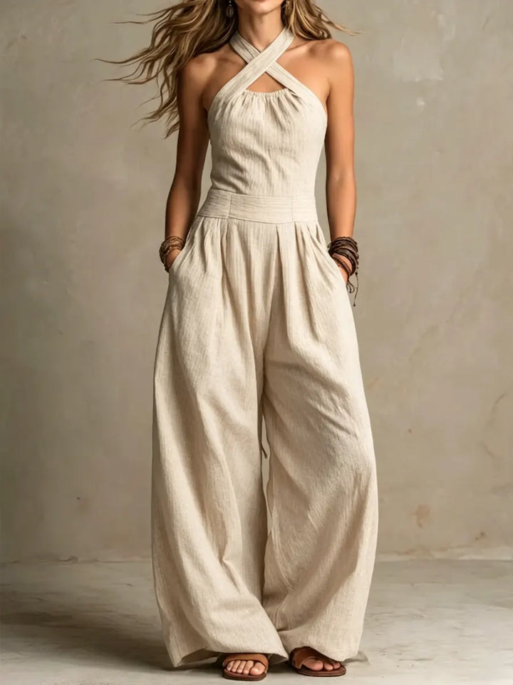 Serafina | Jumpsuit mit gekreuztem Neckholder und weitem Bein
