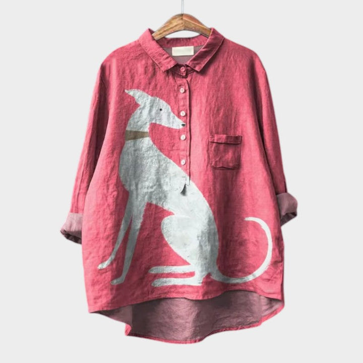Mila | Lässiges Hemd mit Dackel-Print und Knöpfen