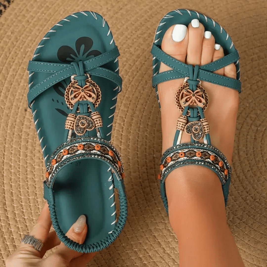 Amelia | Bequeme Sandalen im Bohemian-Stil mit Perlenverzierung