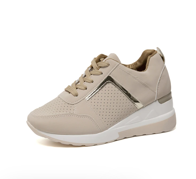 Frieda | Damen Plateau Sneaker mit Keilabsatz und Schnürung