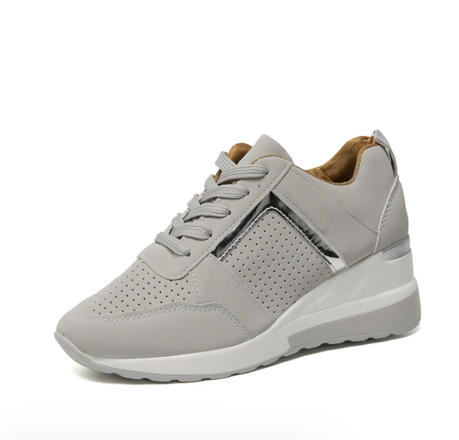 Frieda | Damen Plateau Sneaker mit Keilabsatz und Schnürung