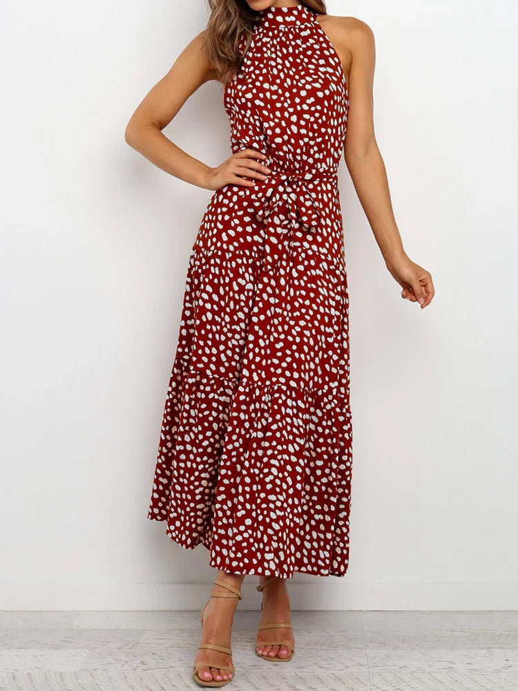 Rosalie | Elegantes Maxikleid mit Neckholder und Print
