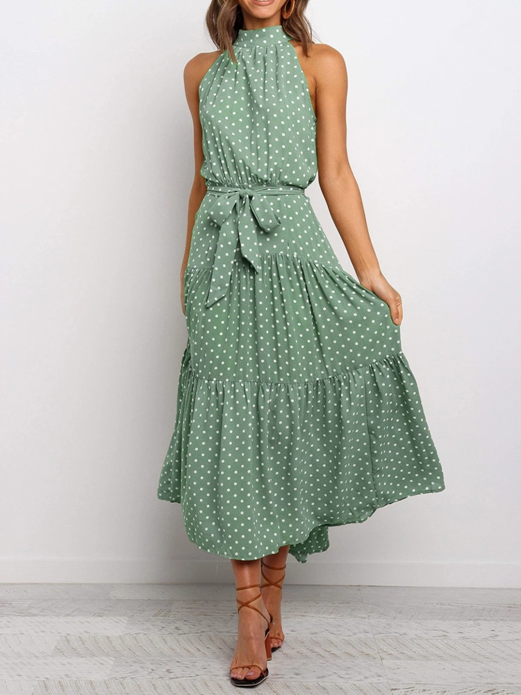 Rosalie | Elegantes Maxikleid mit Neckholder und Print