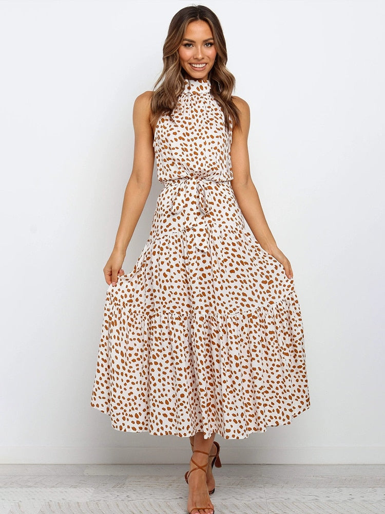 Rosalie | Elegantes Maxikleid mit Neckholder und Print
