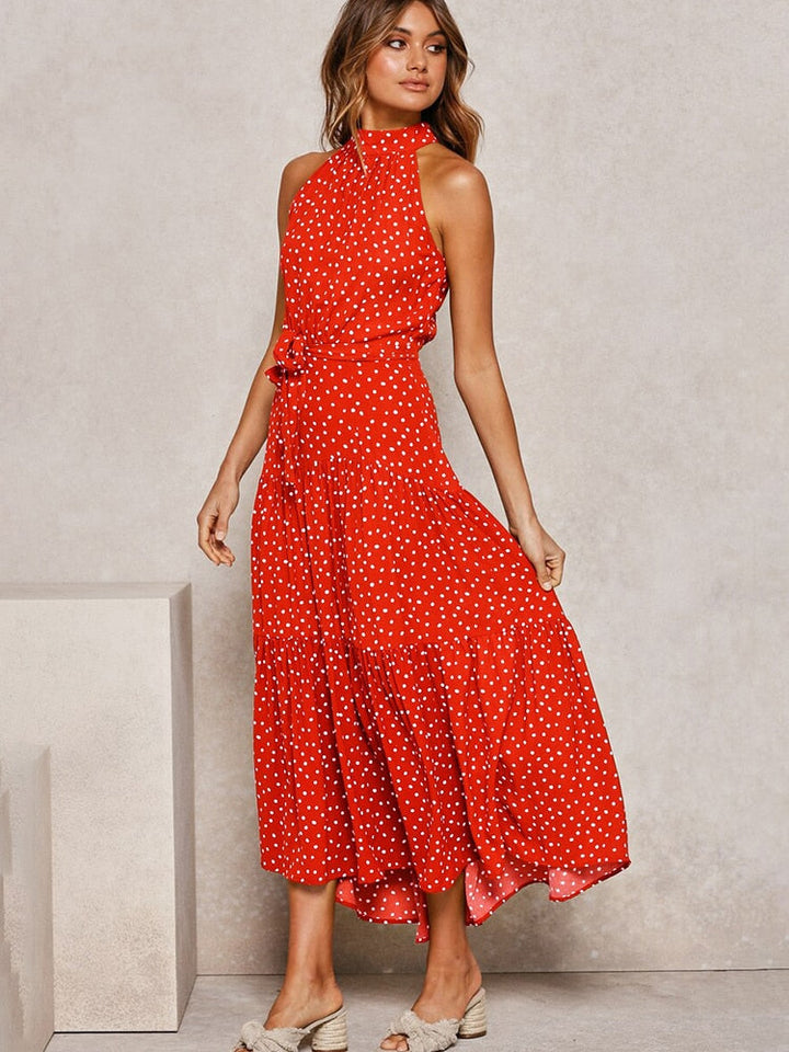 Rosalie | Elegantes Maxikleid mit Neckholder und Print